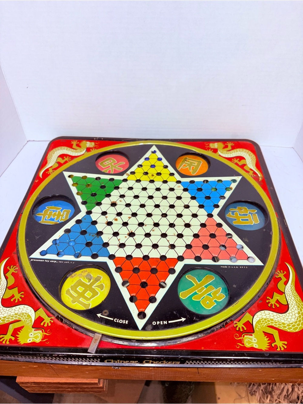 Vintage Metal Chinese Checkers Game